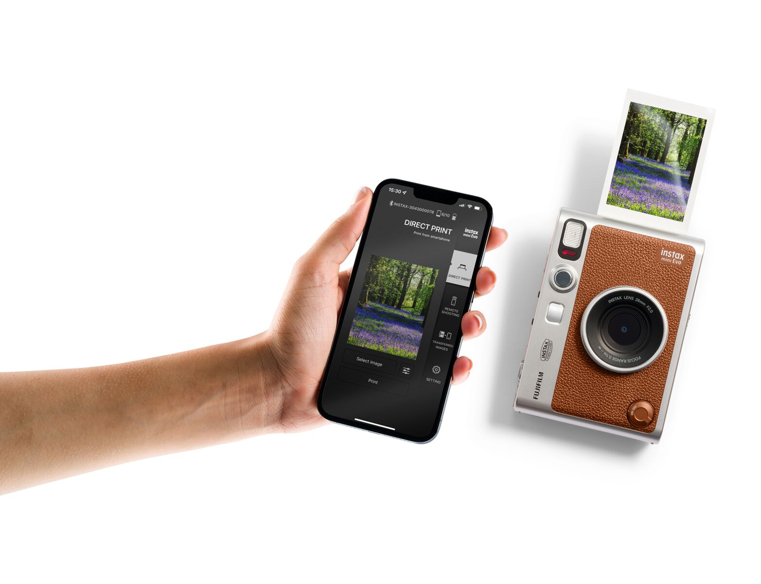 FUJIFILM instax mini Evo ブラウン FUJIFILM INSTAX MINI EVO Hybrid Instant Camera (Brown